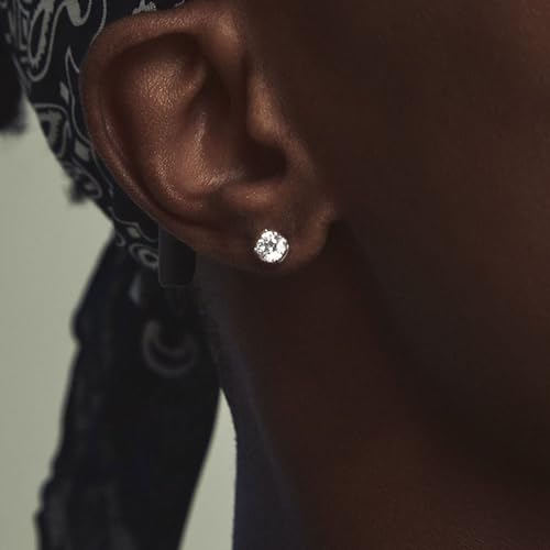 Sereney Sterling Silver Stud Earring for Men 6mm, 8mm Halo Stud Hypoallergenic Earrings 5A Cubic Zirconia Earrings CZ Studs Earrings for Girl Women2