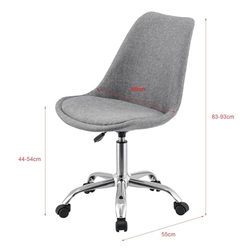 Image of Amazon Brand - Umi Height-Adjustable Modern Stylish Revolving Office Computer Study Desk Task Chair in Fabric with PU Cushion Ideal for Spa, Home, Medical, Gaming, in Grey Color