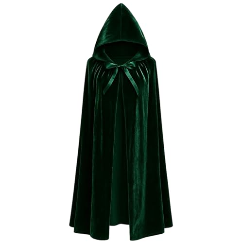 WNXBFO Green Cloak Unisex Adult Cape for Halloween and Christmas Medieval Costume Accessory for Role-Playing and Themed Parties 150 cm/ 59 inch Long