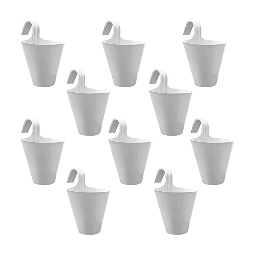 Tnt The Next Trend Tnt Hooked Hanging Planters For Plants, Railing Flower Pots For Home Gardening, Unbreakable Plant Container Set (Pack Of 10, White) Tnt The Next Trend Tnt Hooked Hanging Planters For Plants, Railing Flower Pots For Home Gardening, Unbreakable Plant Container Set (Pack Of 10, White)