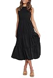 Top 10 Best Black Dress Target Reviews & Comparison | Updated 13 ZESICA Women's Summer Casual Sleeveless Crew Neck Smocked High Waist Flowy Tiered A Line Midi Dress,Black,Medium