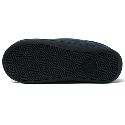 Newdenber Men's Warm Memory Foam Slippers Suede Plush Shearling Lined Slip On Indoor Outdoor Clog House Shoes (10-10.5 D(M) Us, Navy Blue) #TOP5