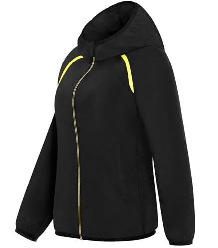 NINGMI Women Waterproof Raincoat with Hood Windbreaker Rain Jacket Zipper Lightweight Hiking Outdoor Running