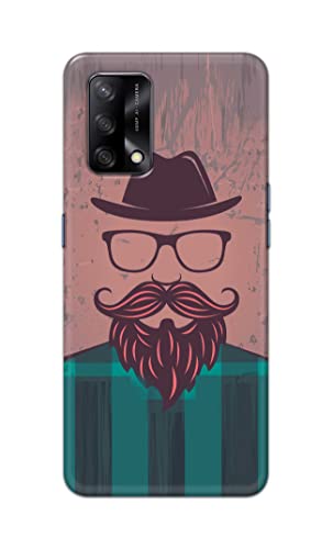 Image of PRINTFIDAA Man Icon with Beard Shirt Hipster Printed Designer Hard Case for Oppo F19 / Oppo A74 4G Back Cover -(e) RPM1001