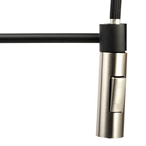 Image of Dura Faucet DF-MK504SLK-MBSN RV Pull-Down Kitchen Faucet (Matte Black) | High-arc spring pull-down kitchen faucet for RV and camper galleys. Matte Black and Satin Nickel finish.