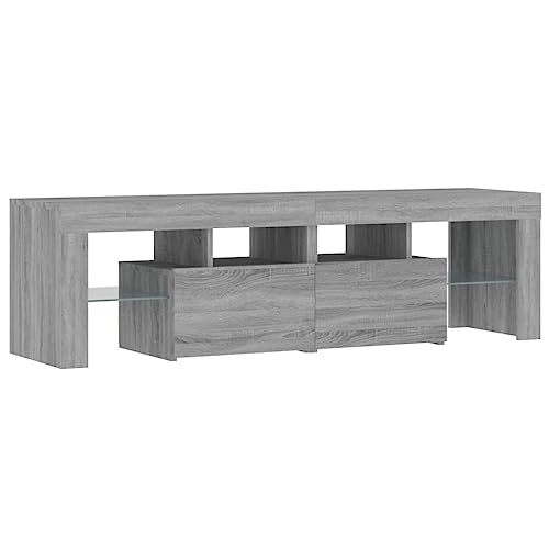 Meuble TV LED gris Sonoma à grands rangements et design robuste - 4