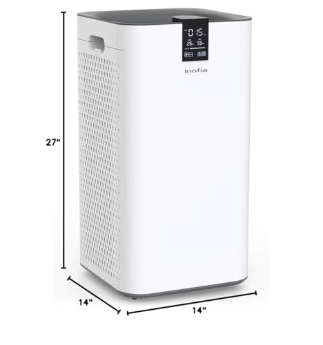 Inofia Air Purifier with True HEPA Air Filter, Wi-Fi Intelligent Control, Air Cleaner for Large Room, for Spaces Up to 1300 Sq Ft, Perfect for Home/Office with 2 Filters (White.)