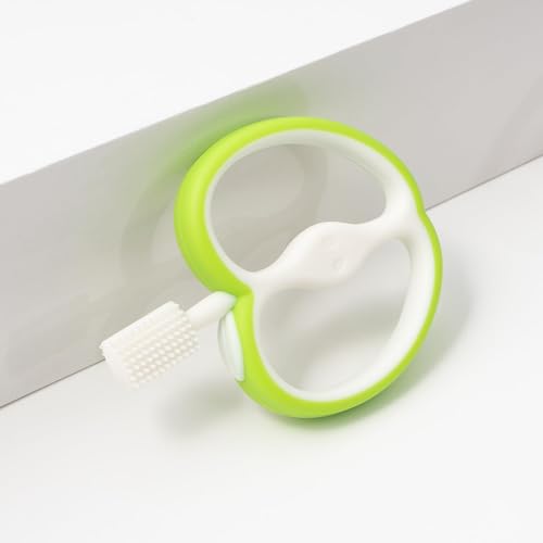 Image of Apple Shape Soft Silicone Teether for Baby Gums, Teething Toys for Babies, BPA Free, Pain-Relief, Non-Toxic, 100% Food Grade, Soothing & Smooth Edges Easy to Grasp Chewable - Green (Pack of 1)