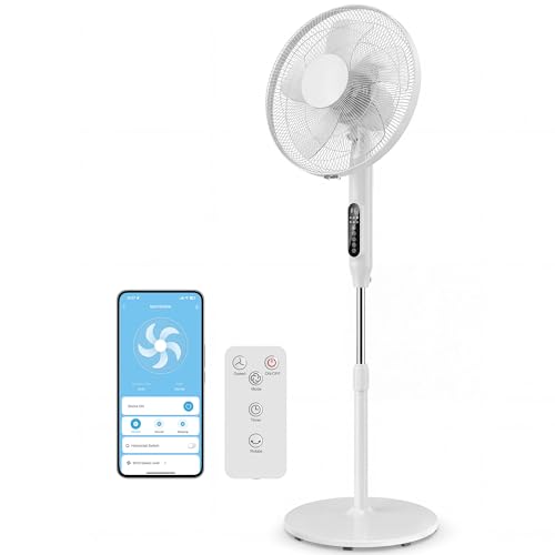 Ventilateur sur pied connecté APP et télécommande hauteur réglable blanc - 2