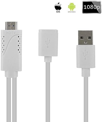 mobfun Phone to HDMI Cable High-Speed 1080P Vedio HD Plug and Play Converter Adapter Compatible with iPhone iPad Samsung Android Smartphone - 3.3FT (White)