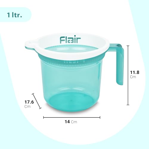 Image of FLAIR Estella Crystal Plastic Bath Mug 1 LTR - Durable, Lightweight & Stylish - Ideal for Daily Use in Bathroom & Kitchen (Green)