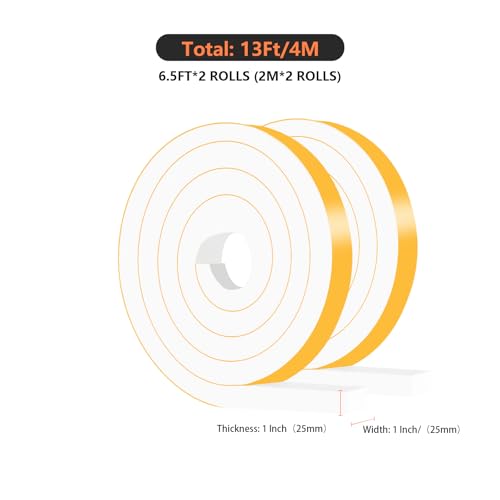 Image of Foam Tape,Weather Stripping,High Density CR,Soundproof,1 in x 1 in x 13Ft