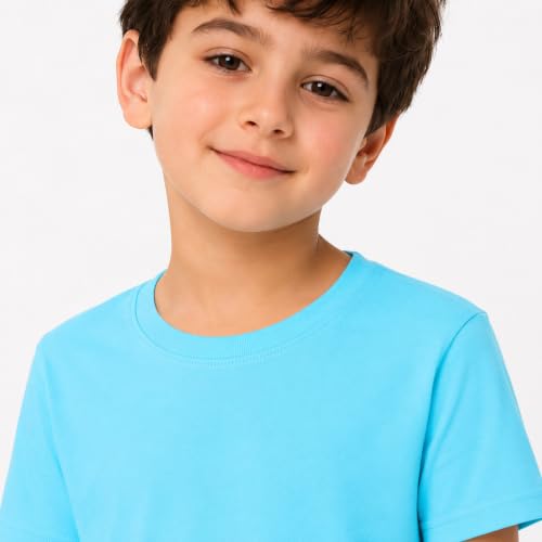 Image of Kids Round Neck Boys Tshirt | Short Sleeves | Natural Organic 100% Cotton Soft Comfortable Fabric | School Plain Color Original Branded Half Sleeve | T-Shirt for Boy Kid | Sleepwear Everyday Casual