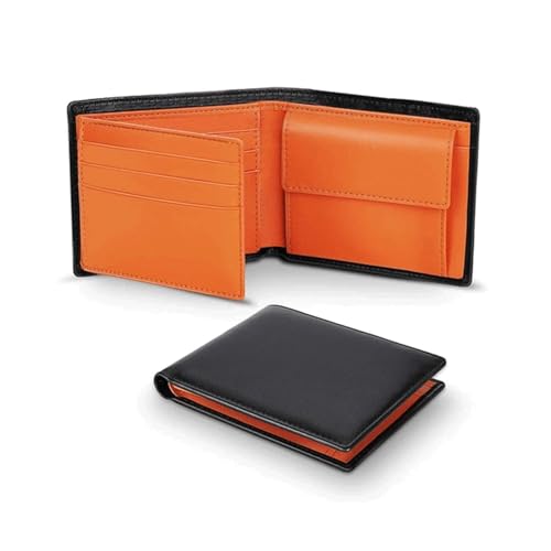Leather RFID Blocking Slim Trifold Men Wallets with Coin Pocket and ID Window Minimalist Wallet for Men