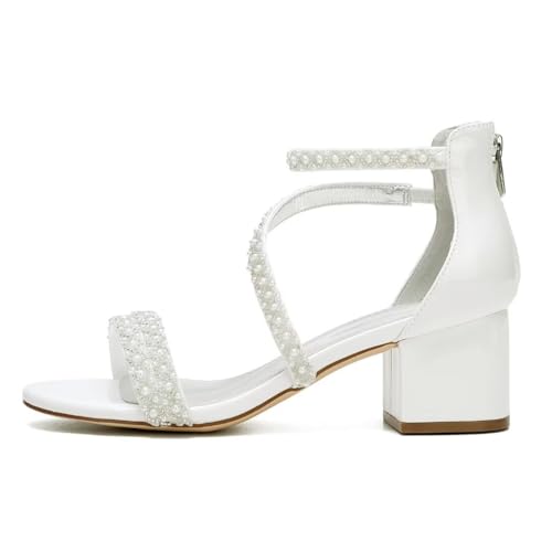 Low Block Heel Wedding Sandals for Bride Open Toe Wedding Shoes Pearl Wedding Heels Bridal Shoes3