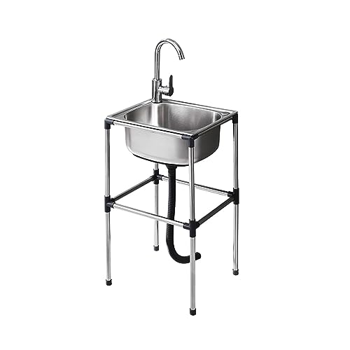 Évier de cuisine pour garage et atelier bac en inox autoportant haute capacité facile à monter