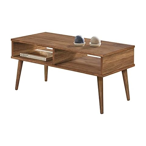 HOGAR24 ES Mesa de Centro Vintage de Madera Maciza Natural con Dos Compartimentos Cover