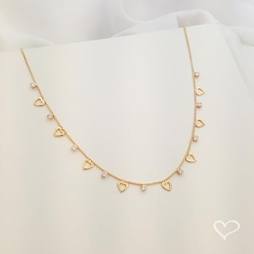 Colar Coração Vazado Banhado Ouro 18k