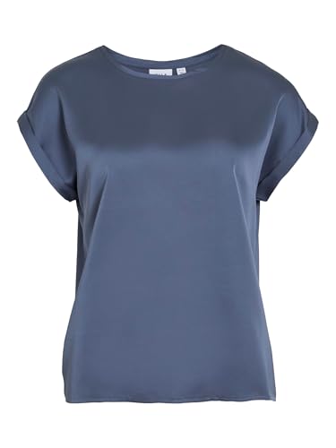 Vila Viellette S/S Satin Top - Noos, Bleu foncé, 44