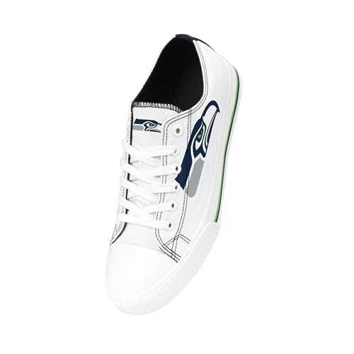Image of FOCO NFL Womens NFL Ladies Fashion Team Big Logo Low Top White Canvas Sneakers Shoes
