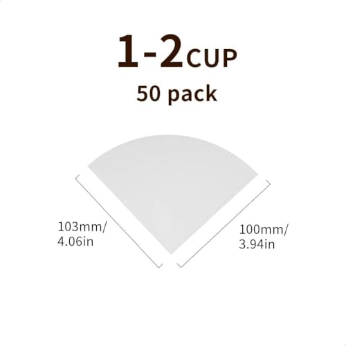 Image of watchget Non-Woven Coffee Filter Paper, Conical #1 Size 50 Pack, Food-Grade, No Pre-Wetting Needed, Oil Retention, Compatible with V60 Cone Drippers