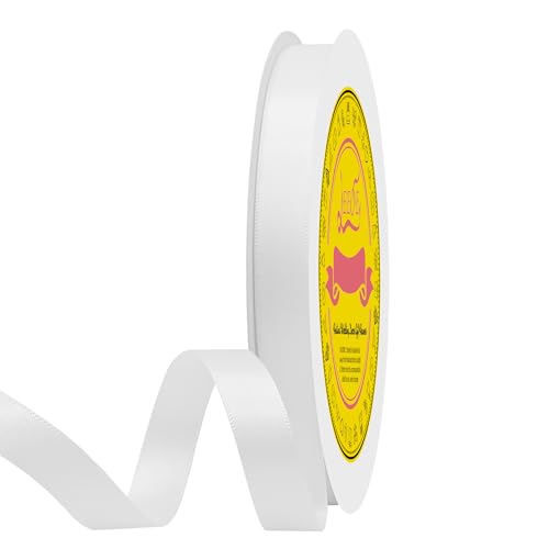 Image of Double Face Off White Satin Ribbon 1 /2 inch X 50 Yards Polyester Off White Ribbon for Gift Wrapping Very Suitable for Weddings Party Invitation Decorations and More
