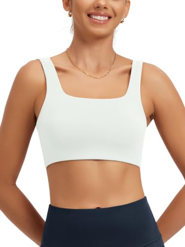 Image of ODODOS Square Neck Sports Bra for Women Wirefree Non Padded Yoga Tank, White, X-Large