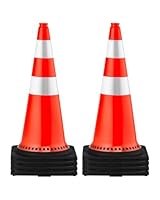 VEVOR Sicherheitskegel, 75 x 37 x 37 cm Verkehrskegel, orangefarbene PVC-Baukegel, Reflektierende Kragen, Verkehrskegel mit Schwarzer, Beschwerter Basis, Verwendet für Verkehrskontrolle