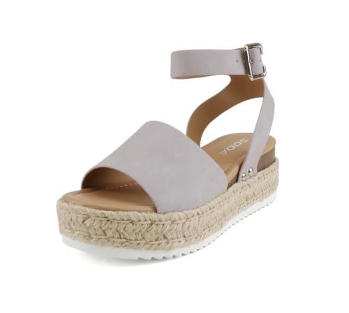 Image of Soda Topic Open Toe Buckle Ankle Strap Espadrilles Flatform Wedge Casual Sandal
