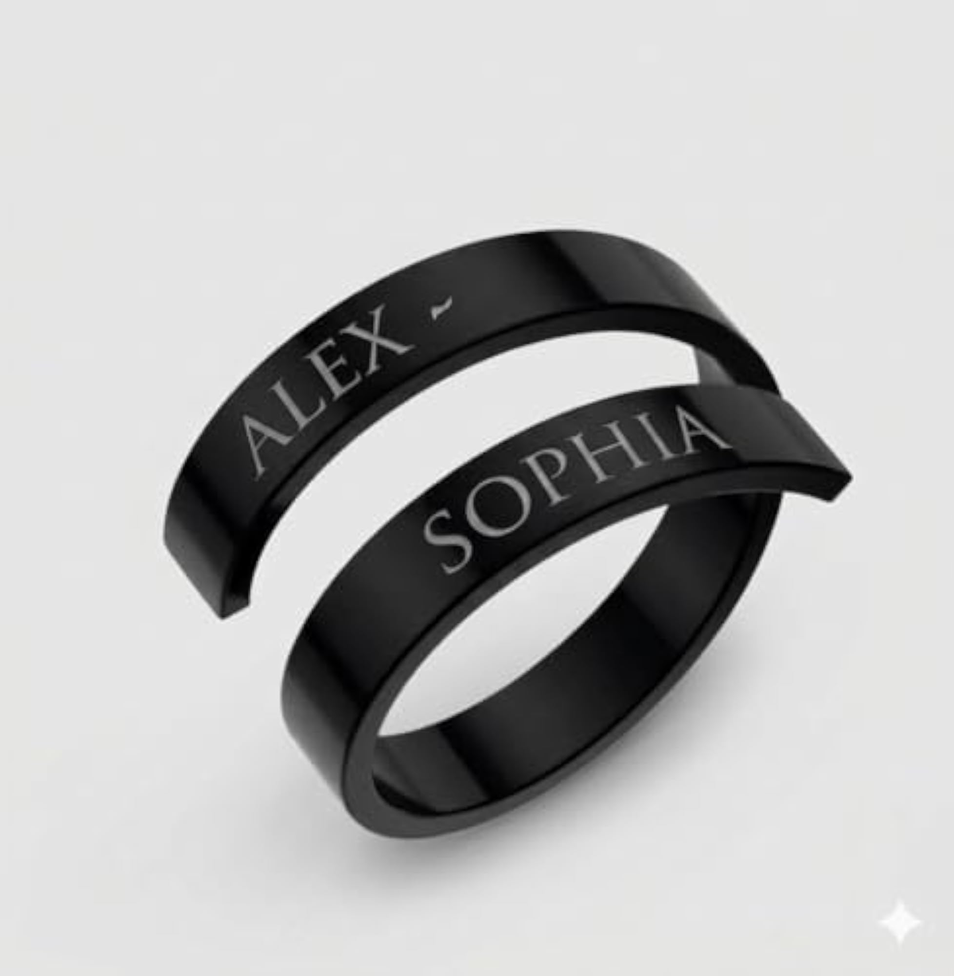 Unisex Black Double Wrap Spiral Stainless Steel Ring