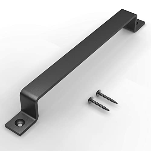 Image of 2-Pack 12 Inch Straight Bar Barn Door Handle - Black Cast Iron Pull for Sliding Doors, Gates, Sheds, Fences, Closets - Indoor Outdoor Farmhouse Hardware