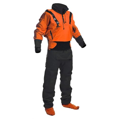Hcclijo Traje Seco para Kayak para Hombre Traje Seco Impermeable De Látex Naranja Traje Completo para Expedición Remo Rafting Sup Adventure Orange L