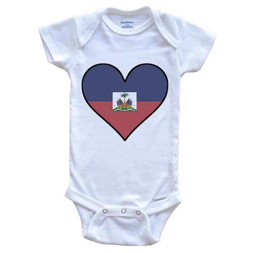 Really Awesome Shirts Haitian Flag One Piece Baby Bodysuit - Cute Haitian Flag Heart - Haiti Baby Bodysuit