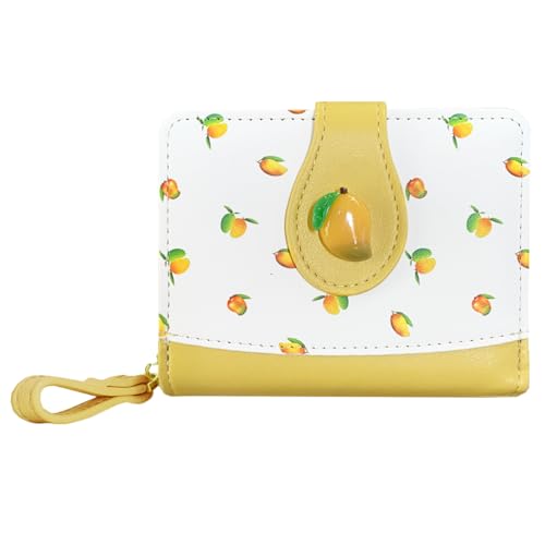 Image of Cute Print Wallet Blueberry Strawberry Cherry Wallet with Credit Card Holder Zipper Coin Purse for Women Girls (MANGO)