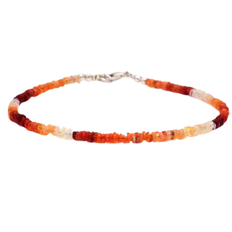 YUGNA LNK_YG_04630 - Pulsera de ópalo de fuego mexicano de 3 mm, cuentas de corte facetado, ajustable, chapado en oro, para hombres, mujeres, unisex, pulsera apilable de cadena de eslabones, 7 inch