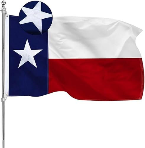 Texas Flag 4x6 Outdoor Embroidery TX Texas State Flags Outdoor Heavy Duty 3 Ply 340D Thick Polyester Material with 2 Metal Grommets