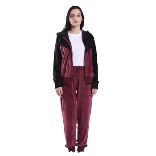 LeeHanTon 2 Piece Outfits Velour Tracksuit Womens Sweatpants and Sweatshirt Sweatsuits Set Velvet Fall Hoodies and Pants