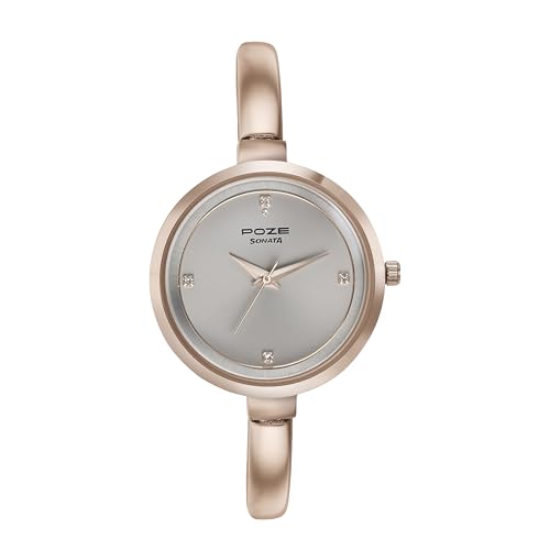 Sonata Poze Quartz Grey Dial Rose Gold Alloy Strap for Women-SP80089WM01 (B0DDTY1X7R) Amazon Price History, Amazon Price Tracker