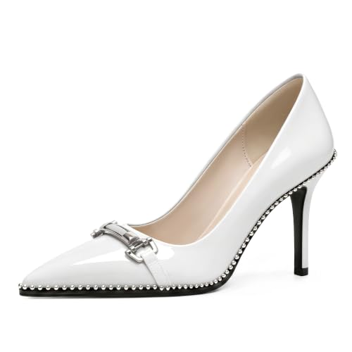 Image of Women's High Heel Pumps Stiletto Heel Pumps for Women Pointed Toe Heels Elegant Classic 3.5 Inch Beaded Pumps