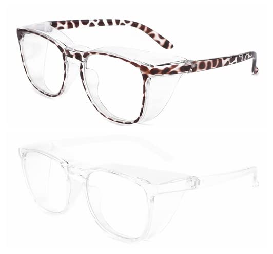Miniatura 2 de Alsenor Gafas de seguridad antivaho con bloqueo de luz azul, ANSI Z87, protección UV para hombres y mujeres (paquete de 2 (leopardo + transparente)