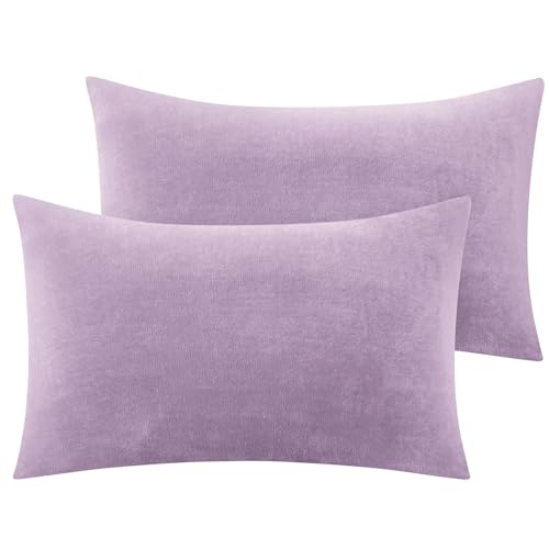 Image of BEDELITE Flannel Pillowcases Standard Set of 2, Lavender, 20x26 Inches