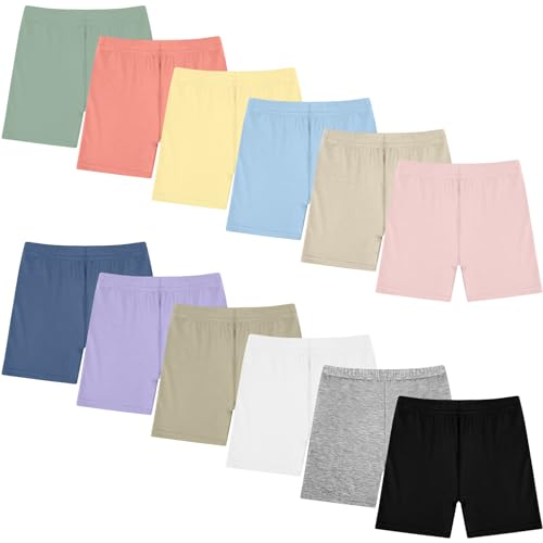 Boyiee 12 Pack Girls Shorts Toddler Bike Shorts Dance Gymnastics Yoga Safety Active Under Dress Pants