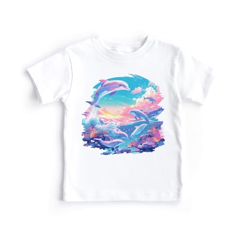 Girls Dolphin Toddler Shirt - 90s Style Dolphin Lover Ocean Gift - Cute Natural Toddler Youth Graphic Tee3
