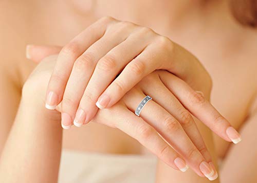 Miabella 925 Sterling Silver Italian Moon And Star Eternity Band Ring Jewelry For Women Men Choice Of White Or 18K Yellow Gold Over Silver (Rhodium, 7) #TOP1