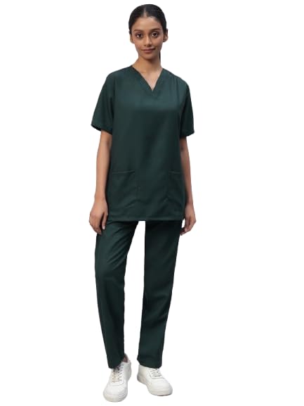 Women's Half Sleeve V-Neck Scrub Set | Top & Bottom Set with 4 Spacious Pockets | Long-lasting Wrinkle Free Fabric | All Day Comfort for Healthcare Professionals & Interns-image-49
