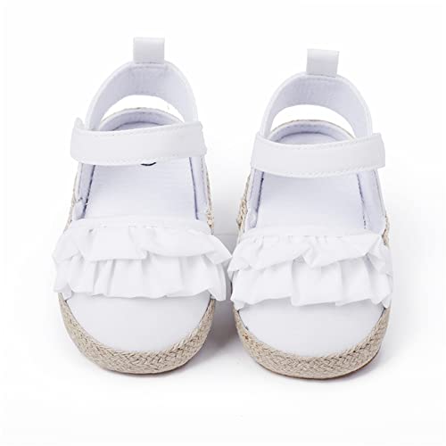 Baby Boy Girl Sandals Infant Shoes First Walkers Prewalkers Ruffles Non-Slip Soft Sole Prewalker (White, 11 Infant)2