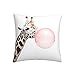 Taie d'oreiller Drôle De Girafe Rose Bubble-Gum Art Moderne Minimaliste Housse d'oreiller Souple Taie Coussin Décoratif Taie D Oreiller 45X45Cm pour Chambre, Patio, Canapé
