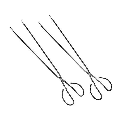 ULTECHNOVO 2Pcs Heavy Duty Tongs Lengthened Firewood Grabber for Outdoor Barbecue Camping Bonfire and Fire Pit Accessories and Design