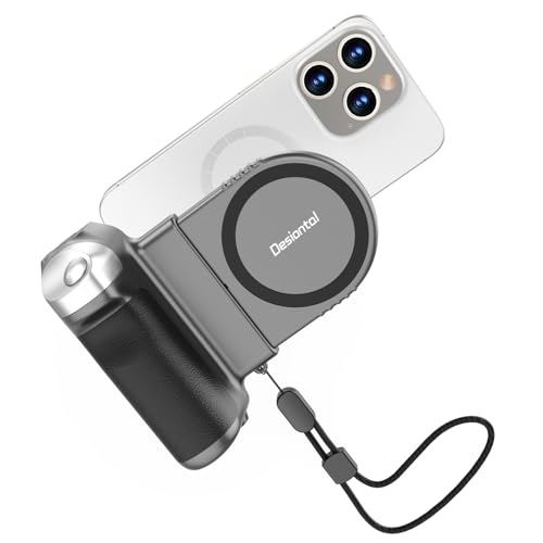 Magnetic Phone Camera Grip 8X Suction DSLR Style Handle with Remote Control(10M Range) Compatible with Mag*Safe iPhone & Android Portable Grip for Selfies/Vlog/Photography/TikTok/Zoom Calls/Vide