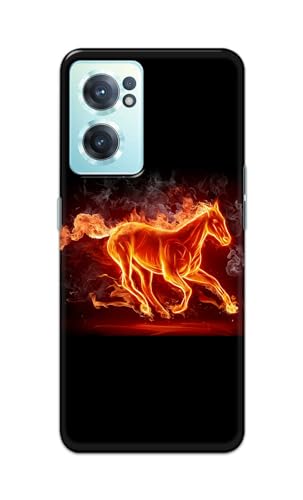 Image of PRINTFIDAA Printed Hard Back Cover Case for OnePlus Nord CE 2 5G Back Cover (Fiery Horse) -112